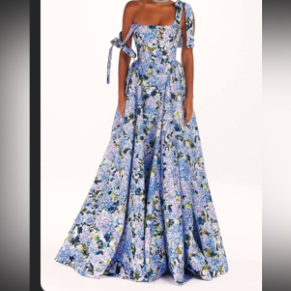 Elegant Floral Blue Dress